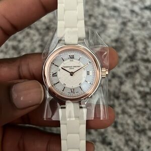 Frederique Constant Geneva HSW Quartz White and Rose Gold Watch